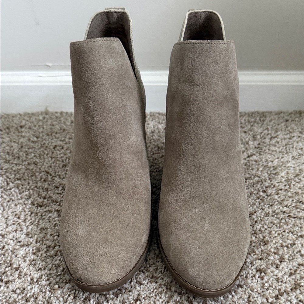 Toms Taupe Suede Slip-On Ankle Booties